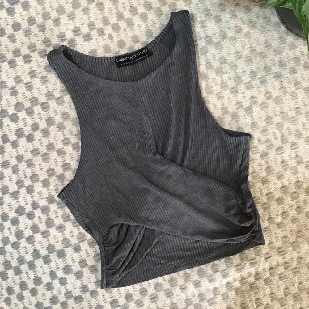 Urban Outfitters Ribbed Twist Front Mini Crop Tank